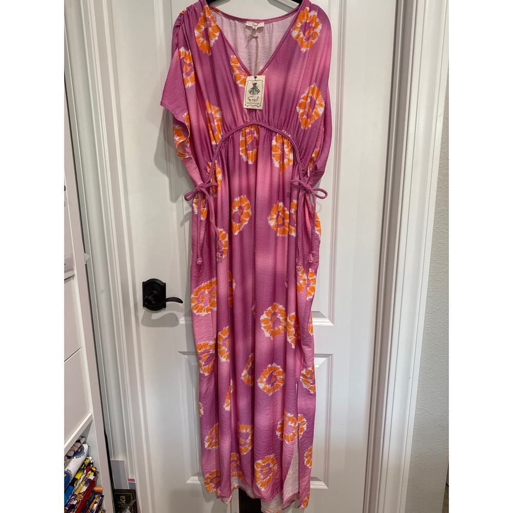 MSRP $70 NWT Easel Floral Printed Midi Kaftan Dress Size M-L | SAME DAY SHIP - Picture 4 of 9